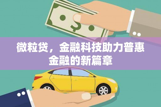 武进微粒贷，金融科技助力普惠金融的新篇章