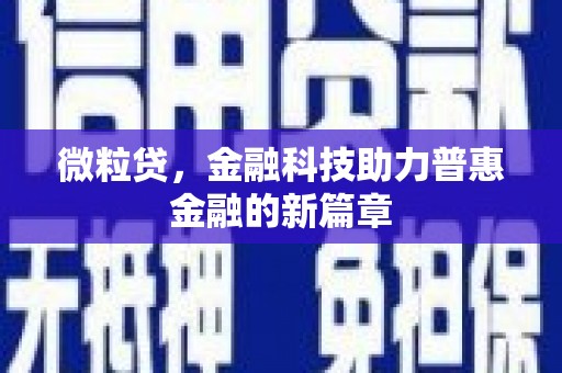 武进微粒贷，金融科技助力普惠金融的新篇章