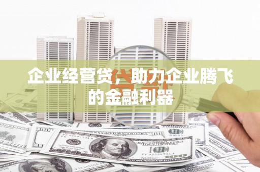 武进企业经营贷，助力企业腾飞的金融利器