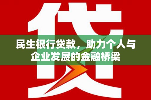 武进民生银行贷款，助力个人与企业发展的金融桥梁