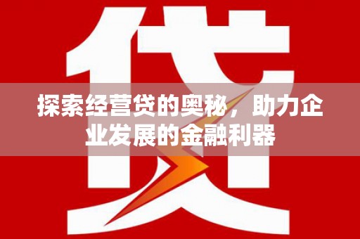 武进探索经营贷的奥秘，助力企业发展的金融利器