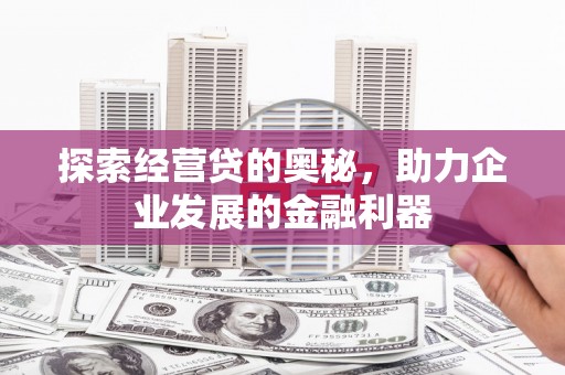 武进探索经营贷的奥秘，助力企业发展的金融利器