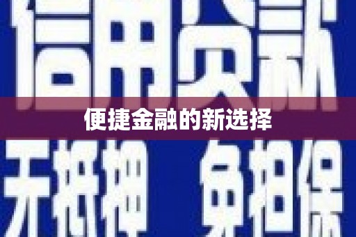 武进便捷金融的新选择