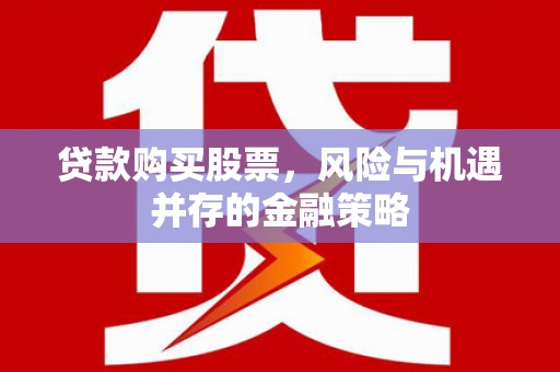武进贷款购买股票，风险与机遇并存的金融策略