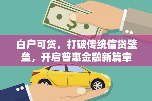 武进白户可贷，打破传统信贷壁垒，开启普惠金融新篇章