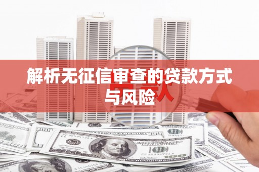 武进解析无征信审查的贷款方式与风险