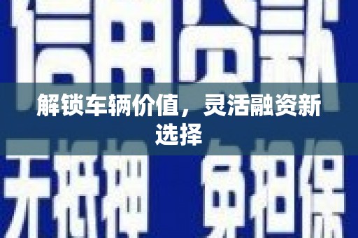 武进解锁车辆价值，灵活融资新选择