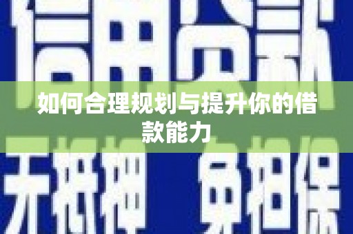 武进如何合理规划与提升你的借款能力